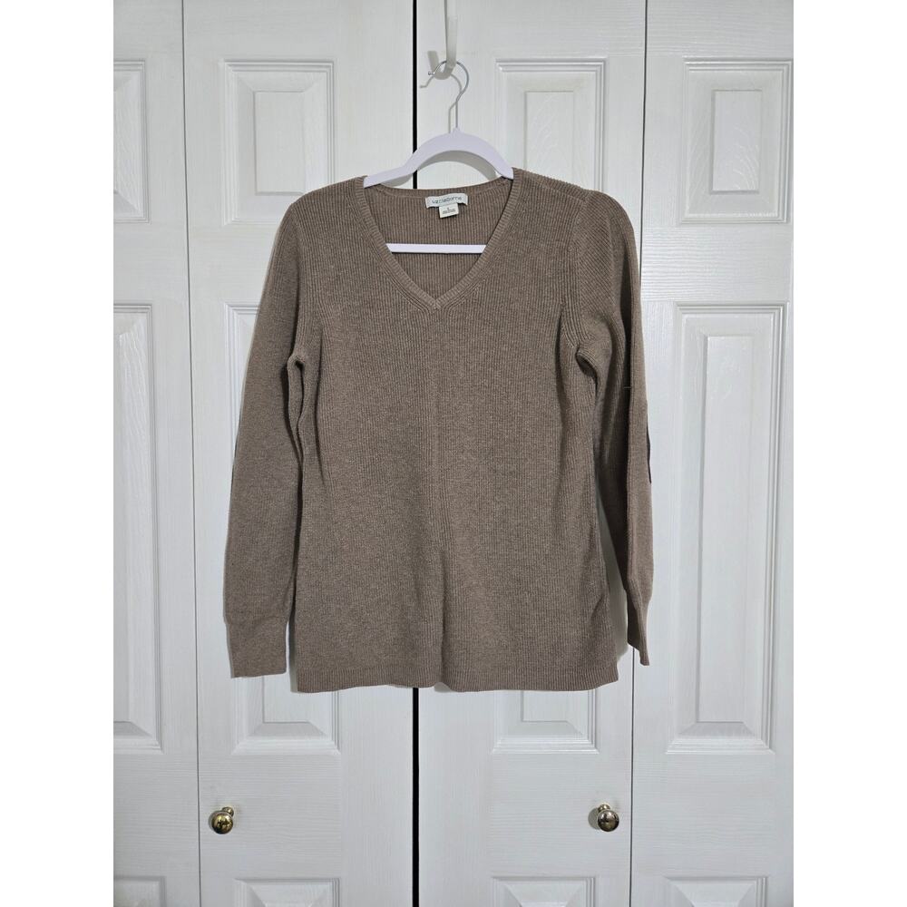 Liz Claiborne large women's brown vneck knit sweater